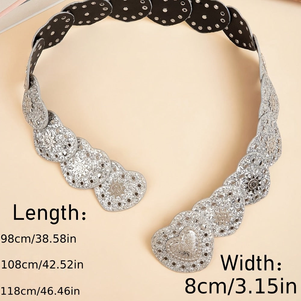 Women's Belt - Y2K Pin Multicolor Love Heart Boho Vintage Decorative Silver Aesthetic - product detail view 4