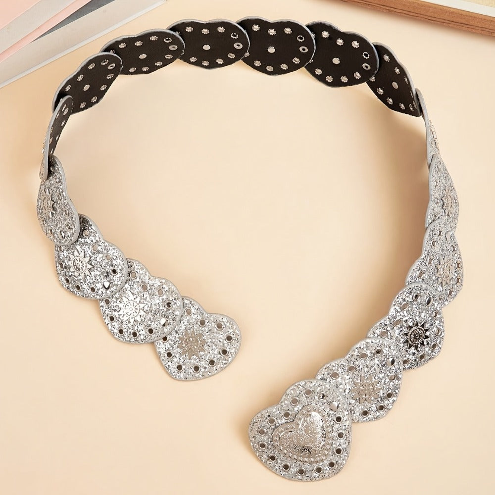 Women's Belt - Y2K Pin Multicolor Love Heart Boho Vintage Decorative Silver Aesthetic - product detail view 5