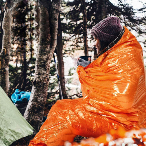 Emergency Mylar Bivy Sleeping Bag in Single-Sack Checkout Configuration for Camping and Preparedness