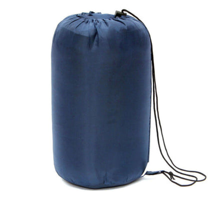 Envelope Camping Sleeping Bag in Blue, Army Green, Dark Blue or Red with Hood, Zip Closure and Carry Sack