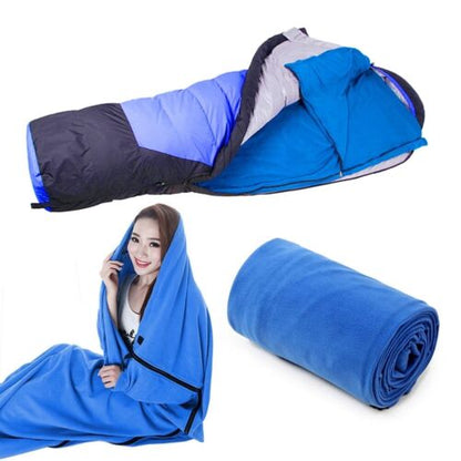 Envelope Camping Sleeping Bag in Blue, Army Green, Dark Blue or Red with Hood, Zip Closure and Carry Sack