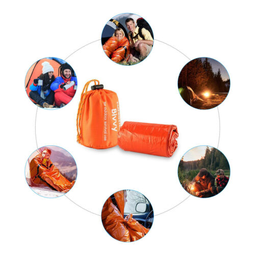 Emergency Mylar Bivy Sleeping Bag in Single-Sack Checkout Configuration for Camping and Preparedness