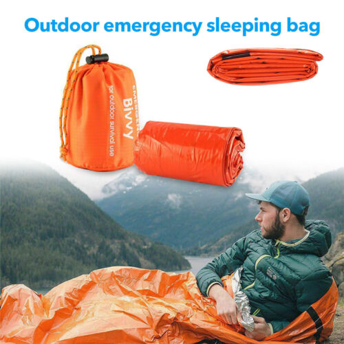 Emergency Mylar Bivy Sleeping Bag in Single-Sack Checkout Configuration for Camping and Preparedness