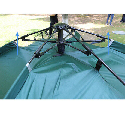 Pop-Up Camping Tent in Green 2-Person or 3-to-4-Person Checkout Configurations with Dual Doors