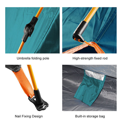 Pop-Up Camping Tent in Green 2-Person or 3-to-4-Person Checkout Configurations with Dual Doors