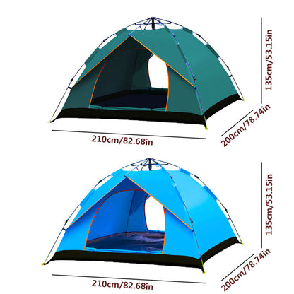 Pop-Up Camping Tent in Green 2-Person or 3-to-4-Person Checkout Configurations with Dual Doors