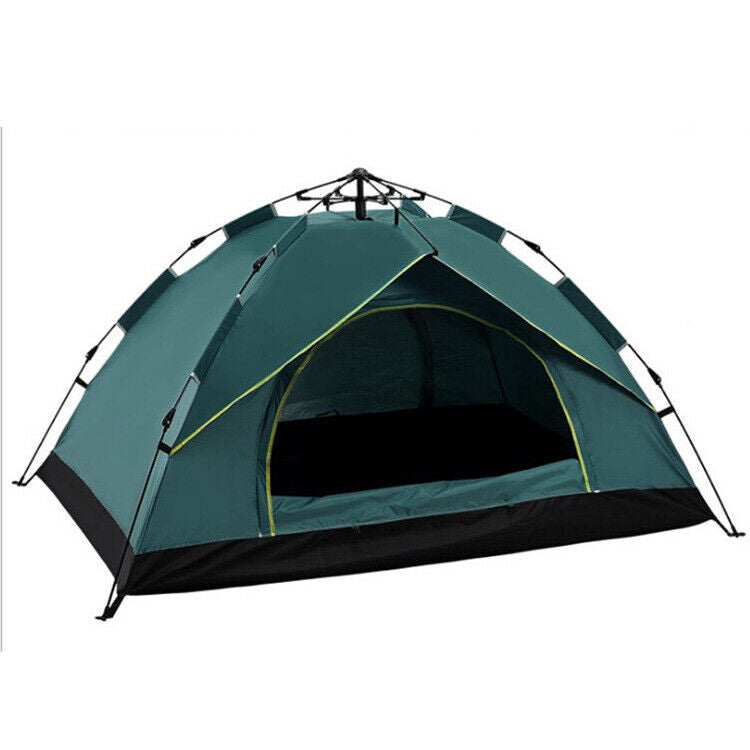 Pop-Up Camping Tent in Green 2-Person or 3-to-4-Person Checkout Configurations with Dual Doors