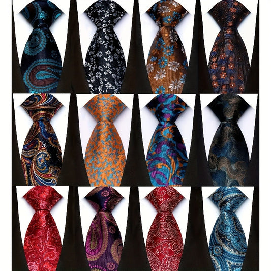 Men's Necktie - 12 Pack Jacquard Woven 100% Polyester 1200-Stitch Formal Ties - 57 Inch - main product view