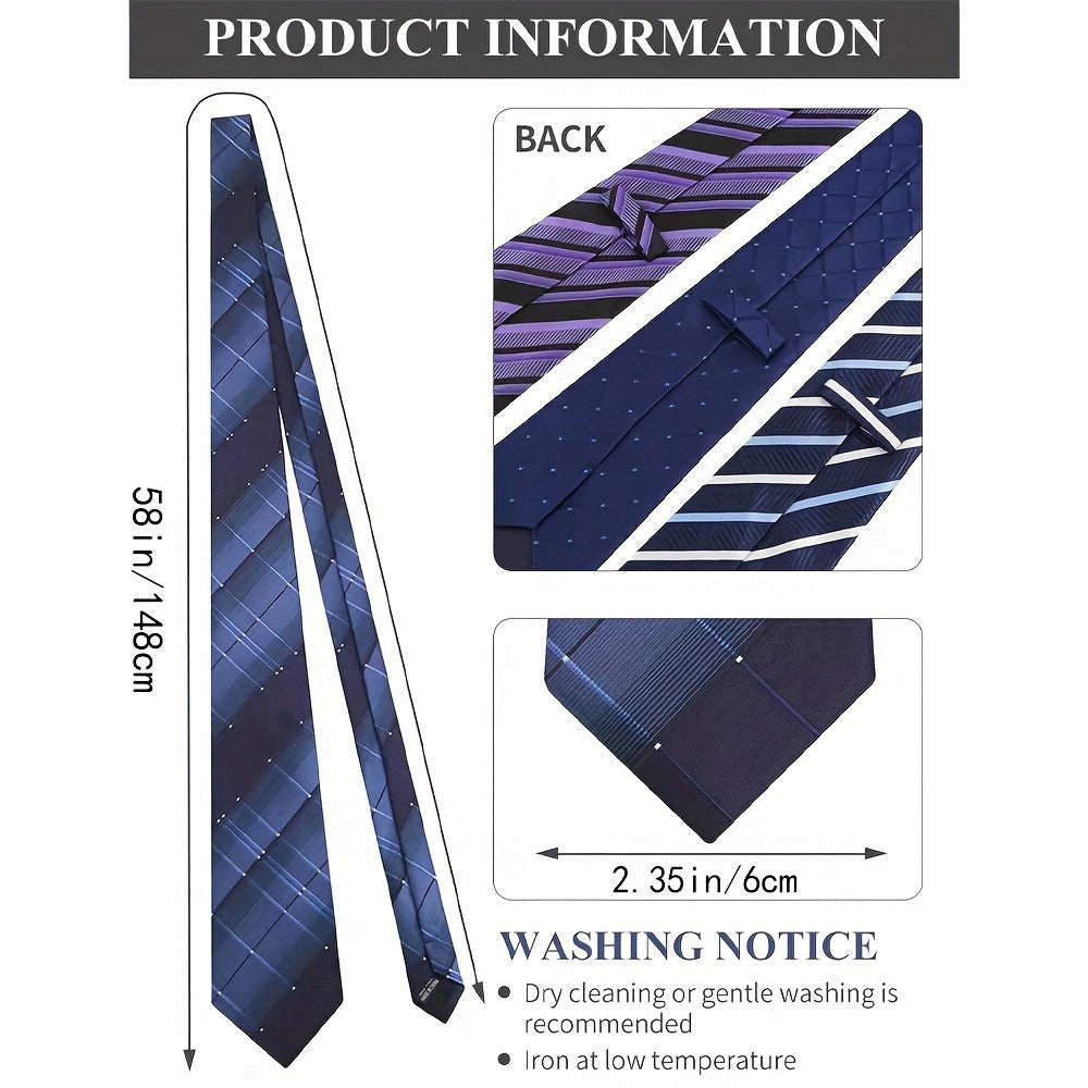 Men's Necktie - 12 Pack Jacquard Woven 100% Polyester 1200-Stitch Formal Ties - 57 Inch - product detail view 2