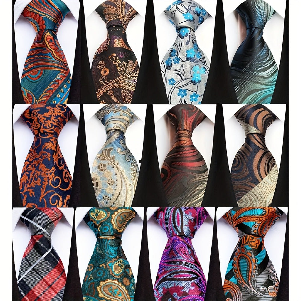 Men's Necktie - 12 Pack Jacquard Woven 100% Polyester 1200-Stitch Formal Ties - 57 Inch - product detail view 3