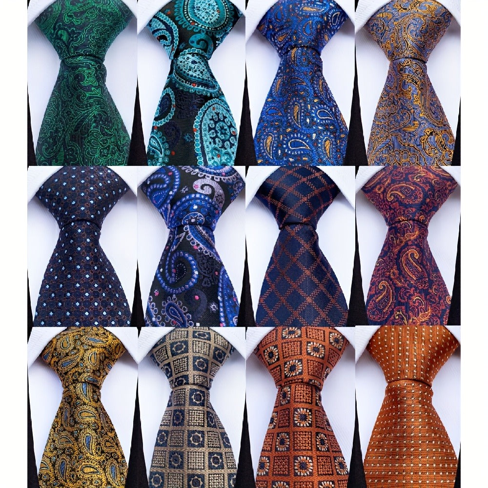Men's Necktie - 12 Pack Jacquard Woven 100% Polyester 1200-Stitch Formal Ties - 57 Inch - product detail view 4