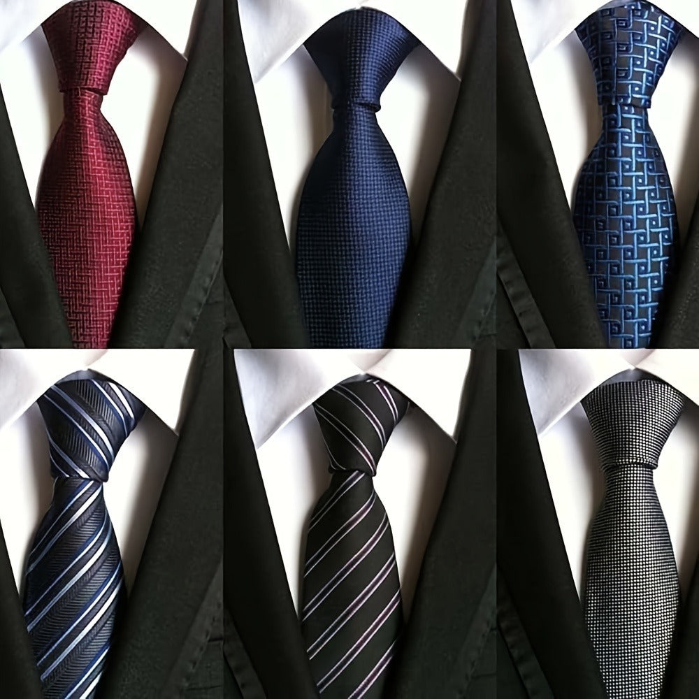 Men's Necktie - 6 Pack Jacquard Woven 100% Polyester Classic Formal Ties - 57 Inch Length - main product view