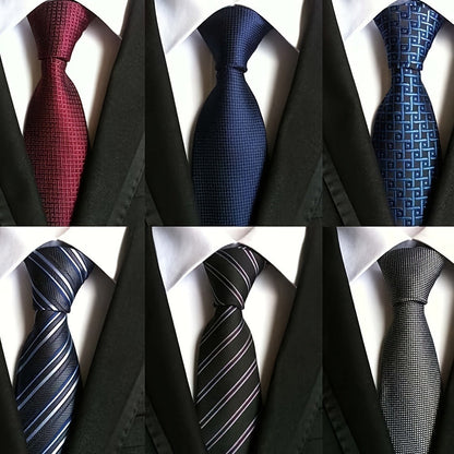 Men's Necktie - 6 Pack Jacquard Woven 100% Polyester Classic Formal Ties - 57 Inch Length - main product view