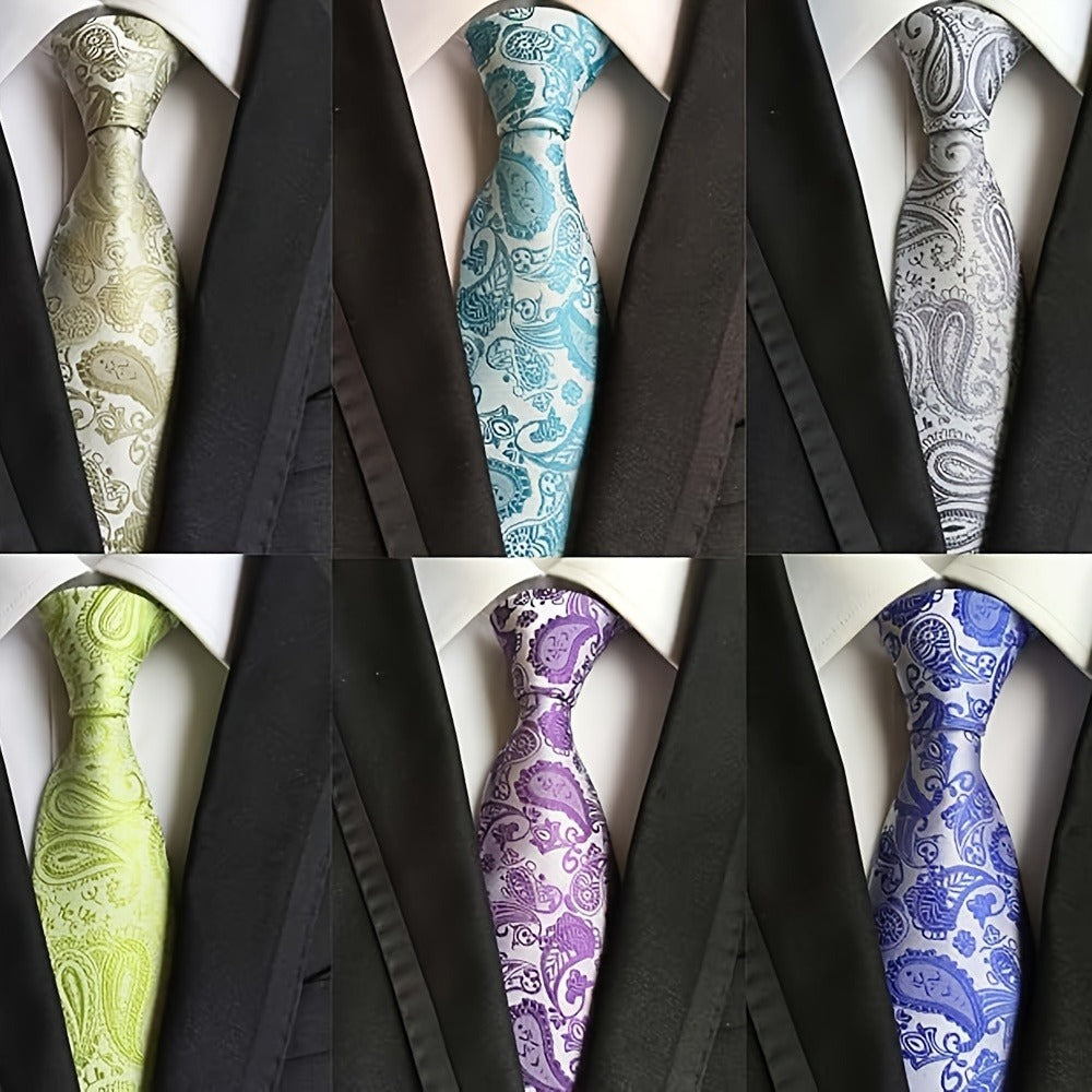 Men's Necktie - 6 Pack Jacquard Woven 100% Polyester Classic Formal Ties - 57 Inch Length - product detail view 3
