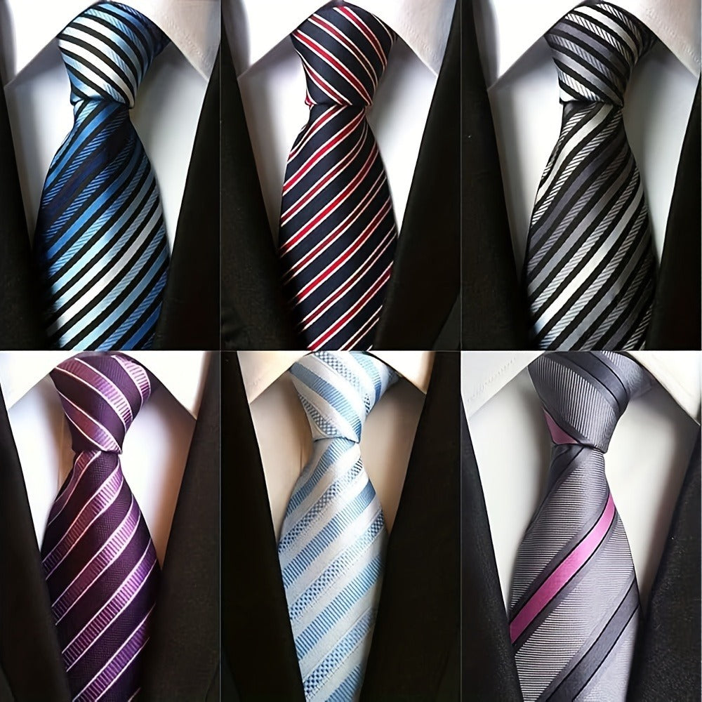 Men's Necktie - 6 Pack Jacquard Woven 100% Polyester Classic Formal Ties - 57 Inch Length - product detail view 4