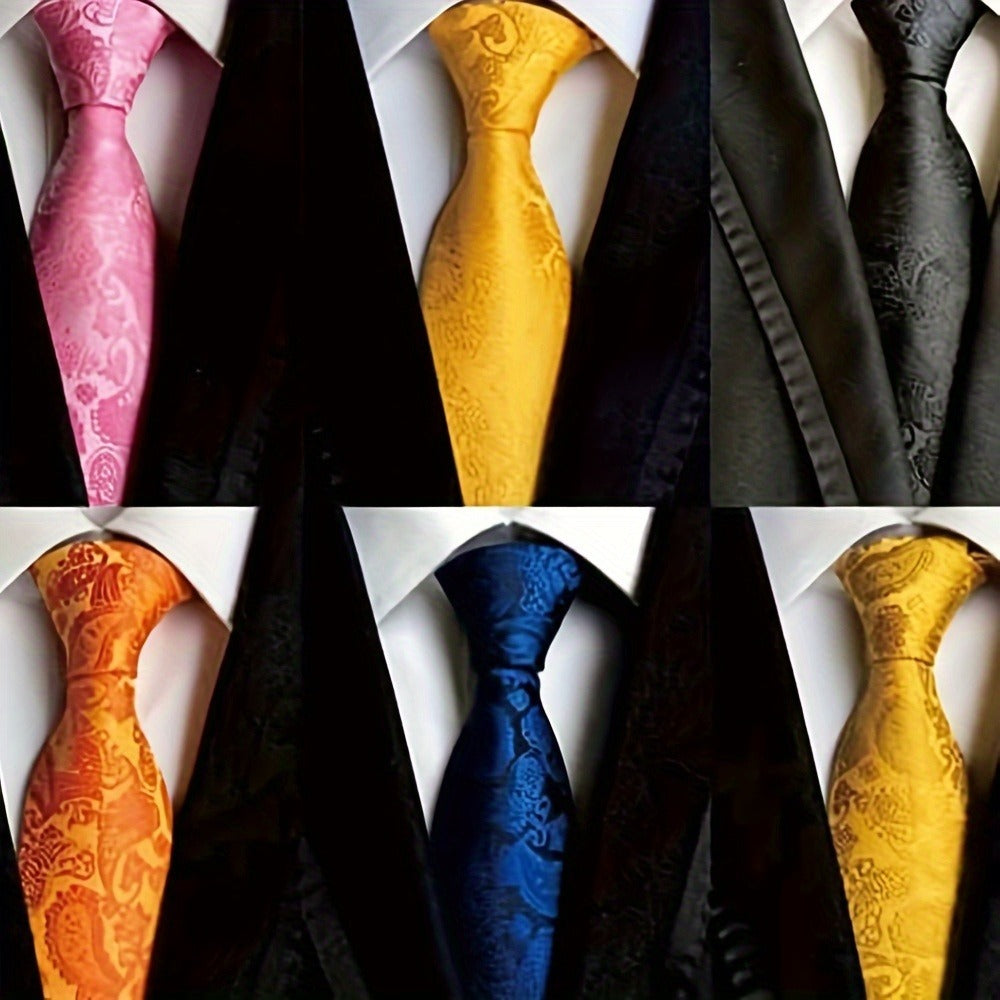 Men's Necktie - 6 Pack Jacquard Woven 100% Polyester Classic Formal Ties - 57 Inch Length - product detail view 6