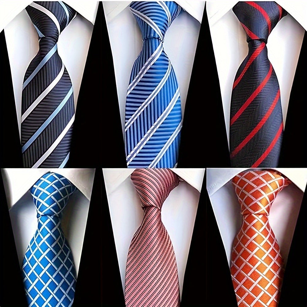 Men's Necktie - 6 Pack Jacquard Woven 100% Polyester Classic Formal Ties - 57 Inch Length - product detail view 7