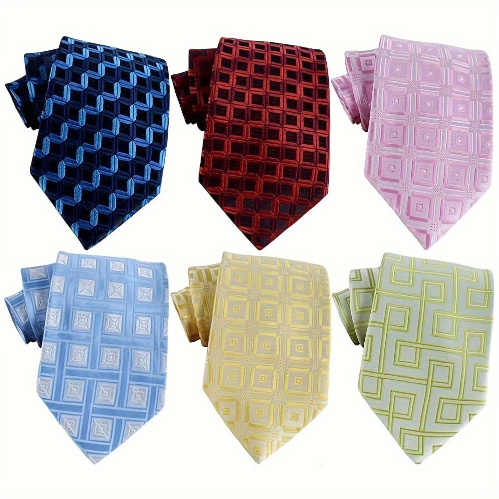 Men's Necktie - 6 Pack Jacquard Woven 100% Polyester Classic Formal Ties - 57 Inch Length - product detail view 8