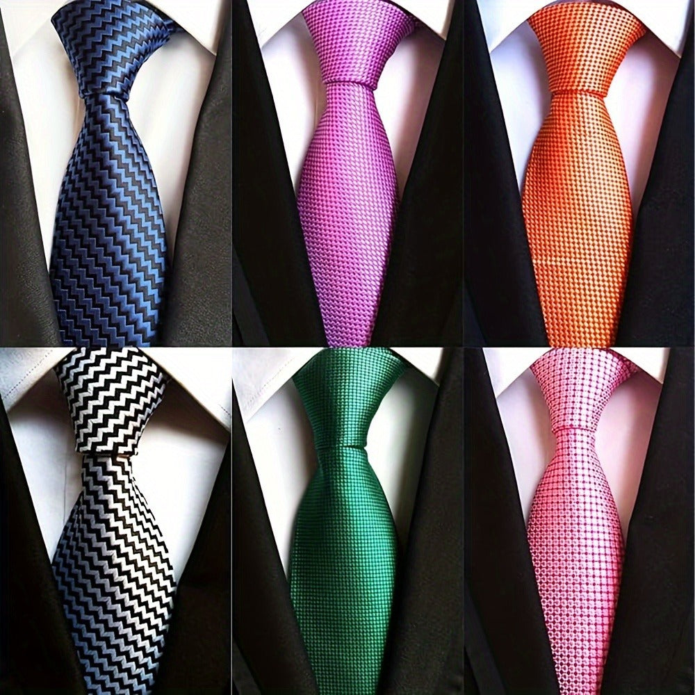 Men's Necktie - 6 Pack Jacquard Woven 100% Polyester Classic Formal Ties - 57 Inch Length - product detail view 9