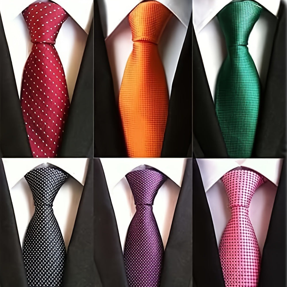 Men's Necktie - 6 Pack Jacquard Woven 100% Polyester Classic Formal Ties - 57 Inch Length - product detail view 11