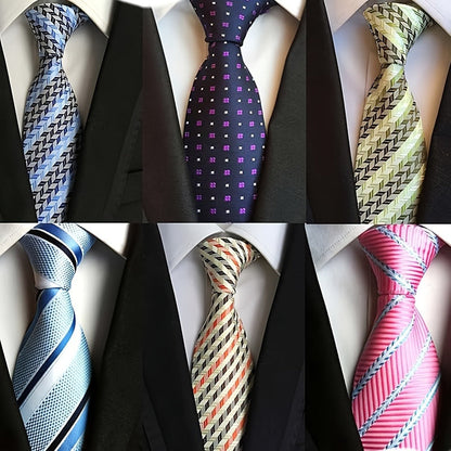 Men's Necktie - 6 Pack Jacquard Woven 100% Polyester Classic Formal Ties - 57 Inch Length - product detail view 13