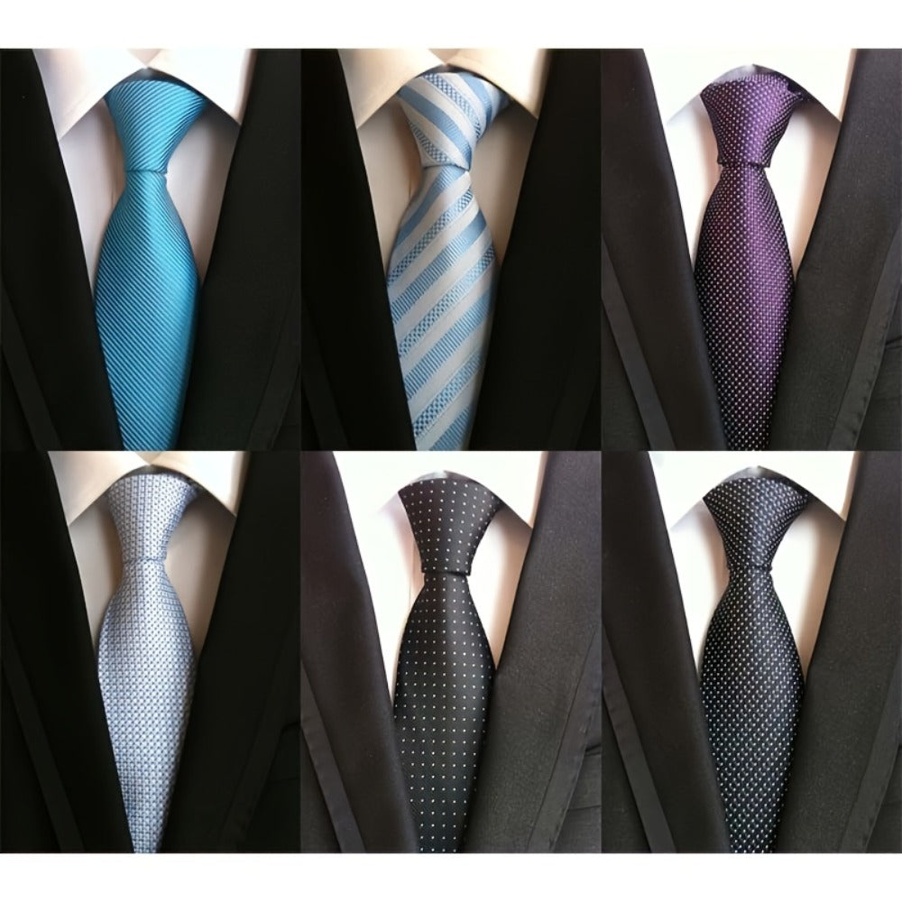Men's Necktie - 6 Pack Jacquard Woven 100% Polyester Classic Formal Ties - 57 Inch Length - product detail view 19