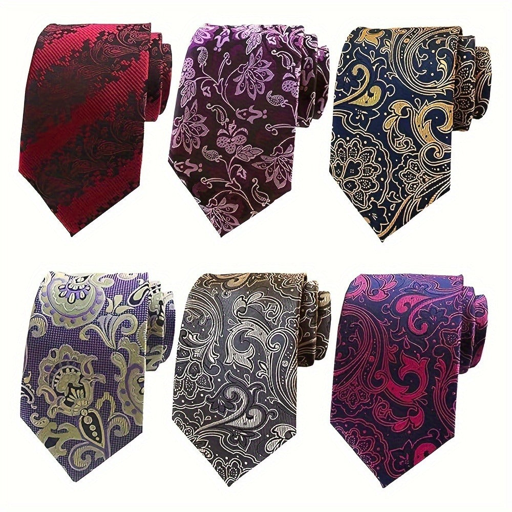 Men's Necktie - 6 Pack Jacquard Woven 100% Polyester Classic Formal Ties - 57 Inch Length - product detail view 20