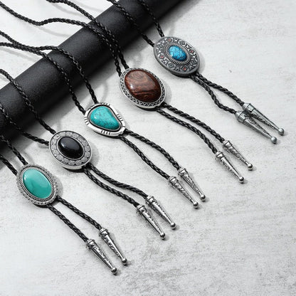 Men's Necktie - Bolo Tie Set 5 Styles for Women Hand-Braided Leather Western Cowboy - main product view