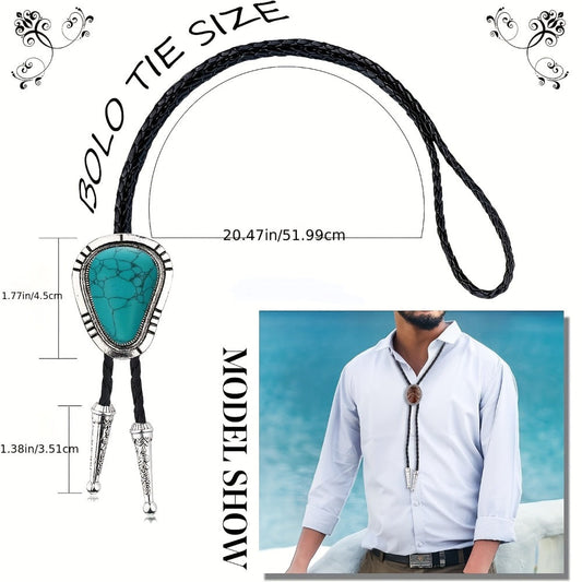 Men's Necktie - Bolo Tie Set 5 Styles for Women Hand-Braided Leather Western Cowboy - product detail view 2