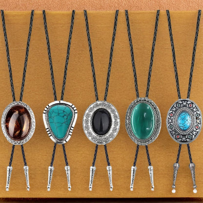 Men's Necktie - Bolo Tie Set 5 Styles for Women Hand-Braided Leather Western Cowboy - product detail view 6