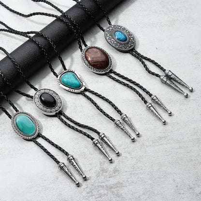 Men's Necktie - Bolo Tie Set 5 Styles for Women Hand-Braided Leather Western Cowboy - product detail view 7