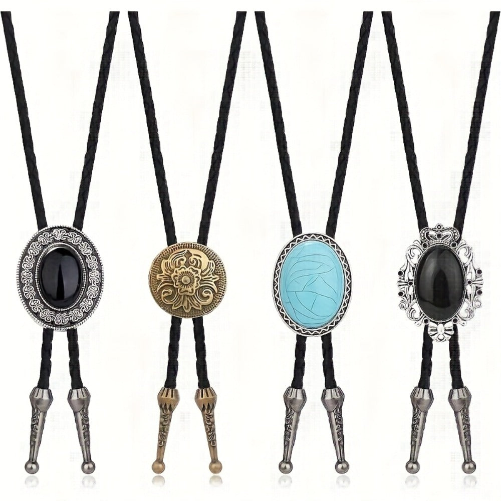 Men's Necktie - Bolo Tie Set 5 Styles for Women Hand-Braided Leather Western Cowboy - product detail view 8