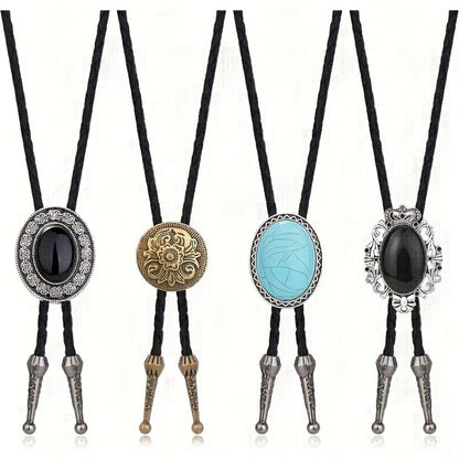 Men's Necktie - Bolo Tie Set 5 Styles for Women Hand-Braided Leather Western Cowboy - product detail view 8