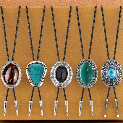 Men's Necktie - Bolo Tie Set 5 Styles for Women Hand-Braided Leather Western Cowboy - product detail view 9