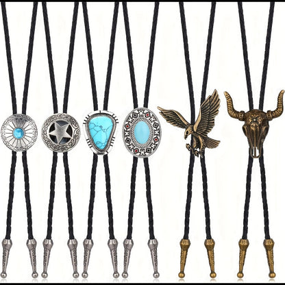 Men's Necktie - Bolo Tie Set 5 Styles for Women Hand-Braided Leather Western Cowboy - product detail view 11