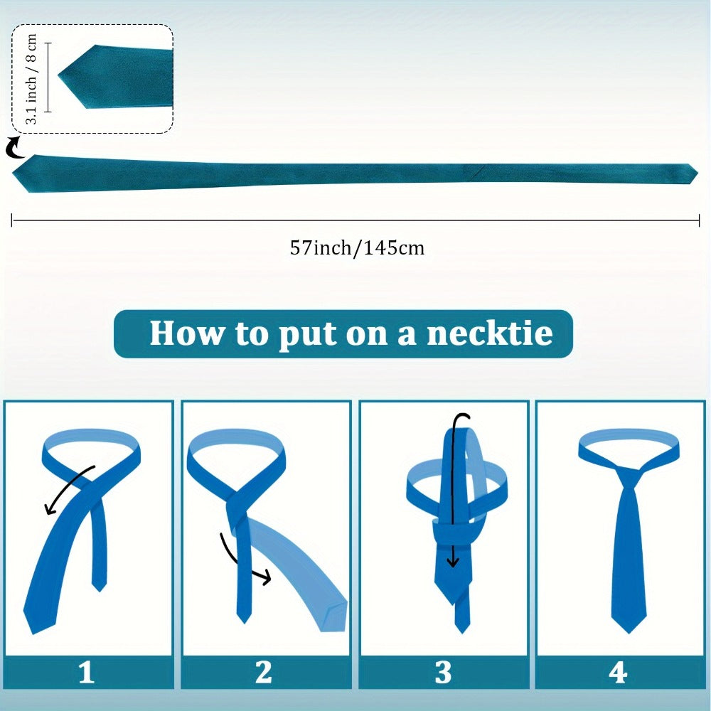 Men's Necktie - Bulk 24 Pack Solid Color Satin Ties for - Wholesale Groomsmen Wedding - product detail view 2