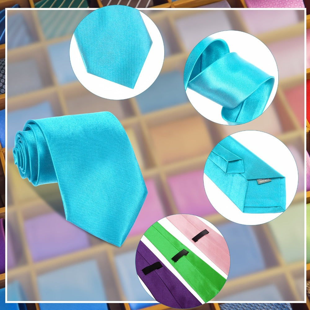 Men's Necktie - Bulk 24 Pack Solid Color Satin Ties for - Wholesale Groomsmen Wedding - product detail view 3