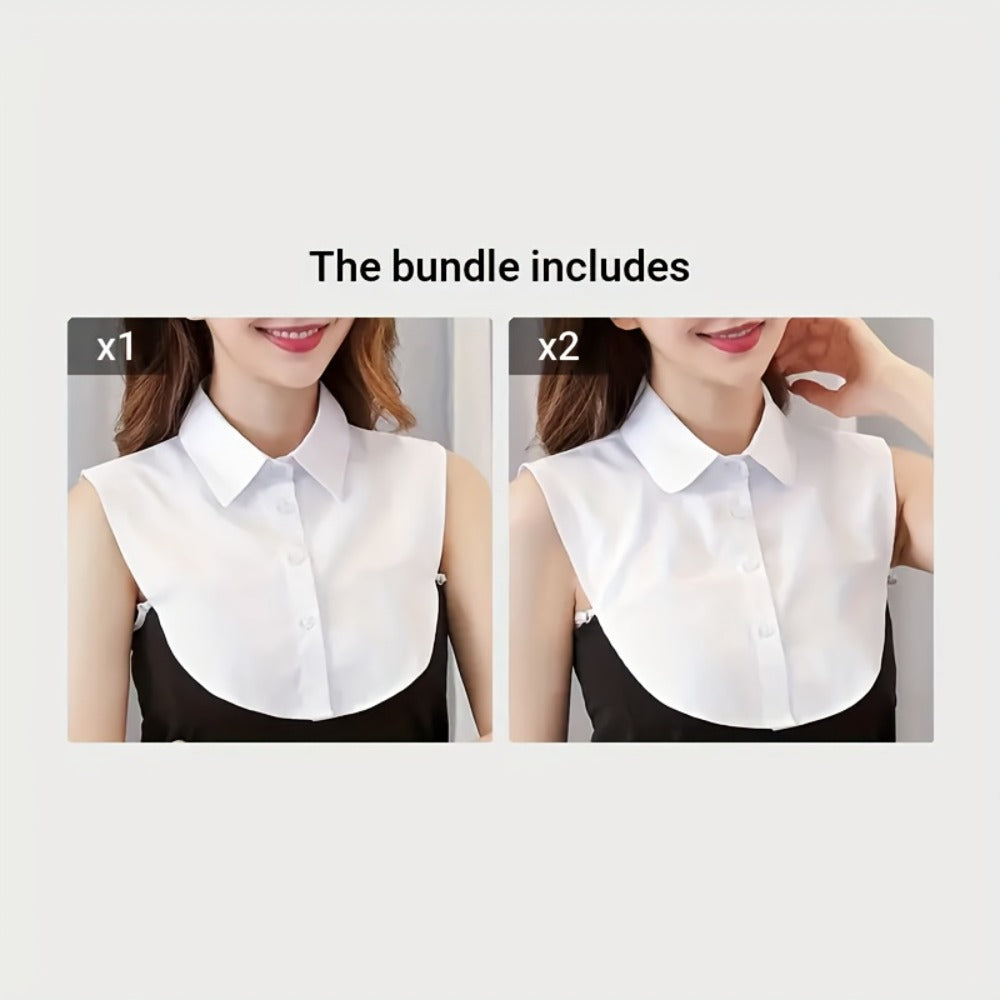 Men's Necktie - Detachable Fake Collar 4 Pack for Women Removable Half Shirt Collar, Solid - product detail view 5