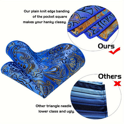 Men's Necktie - Paisley Tie Set for 5 Piece Silk Pocket Square Cufflinks Tie Ring Lapel - product detail view 10