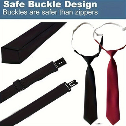Men's Necktie - Pre-Tied Knotless Adjustable Tie 5 Pack for & Women Academic Style for - product detail view 11