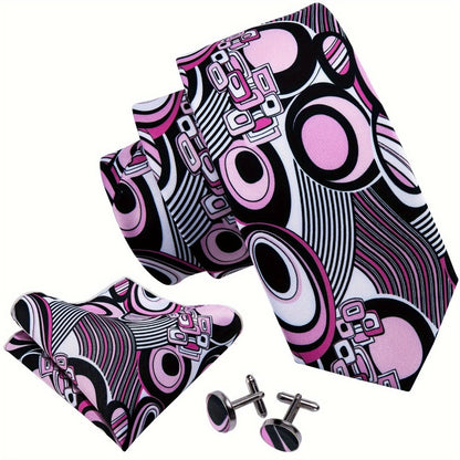 Men's Necktie - 's Set 4pcs Floral Print Tie - Breathable Pocket Square Cufflinks & Tie - product detail view 2