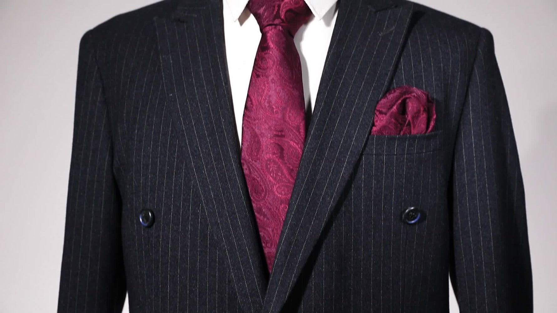 Men's Necktie - 's Set with Pocket Square Cufflinks & Golden Ring | Woven Tie for Wedding - product detail view 12
