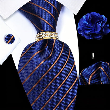 Men's Necktie - 's Wedding Set 5pcs - Matching Tie Pocket Square Cufflinks Tie Ring & - product detail view 5