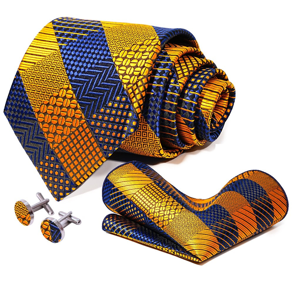 Men's Necktie - 's Wedding Set 5pcs - Matching Tie Pocket Square Cufflinks Tie Ring & - product detail view 8