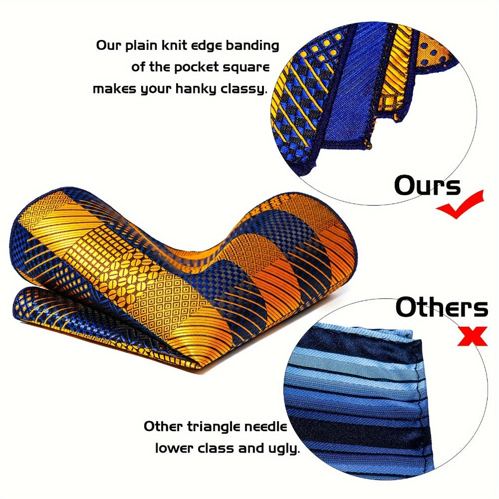 Men's Necktie - 's Wedding Set 5pcs - Matching Tie Pocket Square Cufflinks Tie Ring & - product detail view 10