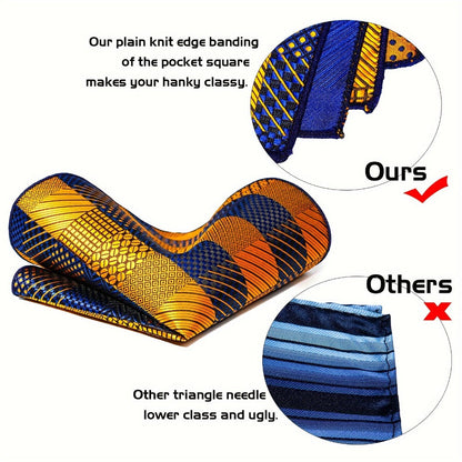 Men's Necktie - 's Wedding Set 5pcs - Matching Tie Pocket Square Cufflinks Tie Ring & - product detail view 10