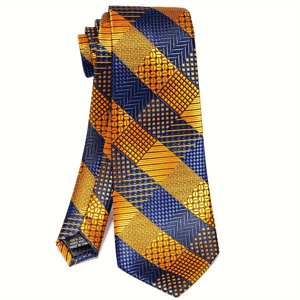 Men's Necktie - 's Wedding Set 5pcs - Matching Tie Pocket Square Cufflinks Tie Ring & - product detail view 12