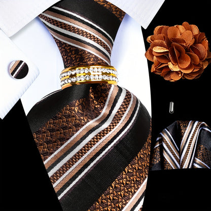 Men's Necktie - 's Wedding Set 5pcs - Matching Tie Pocket Square Cufflinks Tie Ring & - product detail view 16