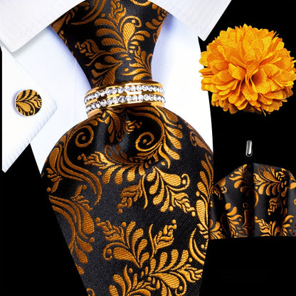 Men's Necktie - Silk Tie Set for 5 Piece 2400 Thread Count Pocket Square Cufflinks Lapel - product detail view 14