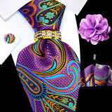 Purple Paisley Tie Set -168+11